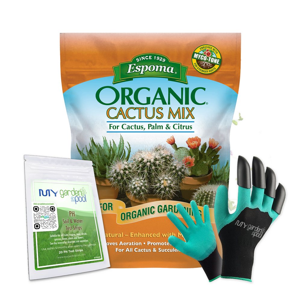 Espoma Organic Cactus Mix 4 qt – Fast-Draining Soil for Cactus & Succulents – Bonus Gloves & Soil pH Test Kit