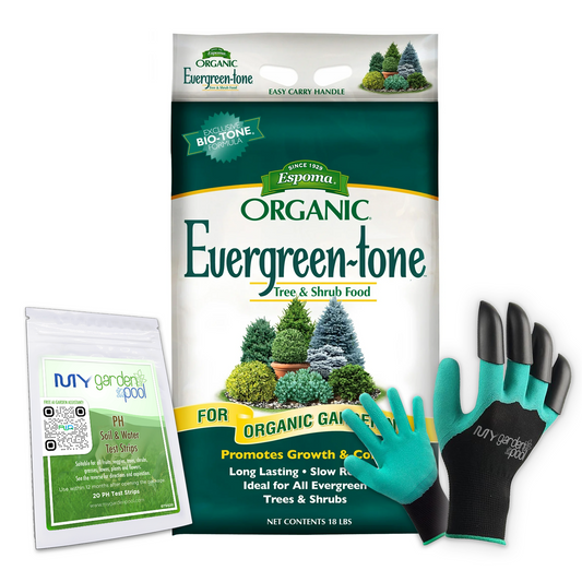 Espoma Evergreen-tone 18 lb – Fertilizer for Evergreens & Shrubs + Free Claw Gloves & Soil pH Test Kit