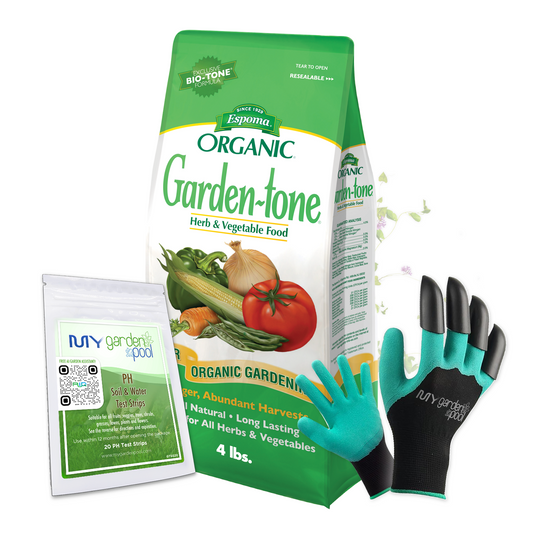 Espoma Garden-tone 4 lb – Organic Vegetable & Flower Fertilizer + Free Claw Gloves & Soil pH Test Kit