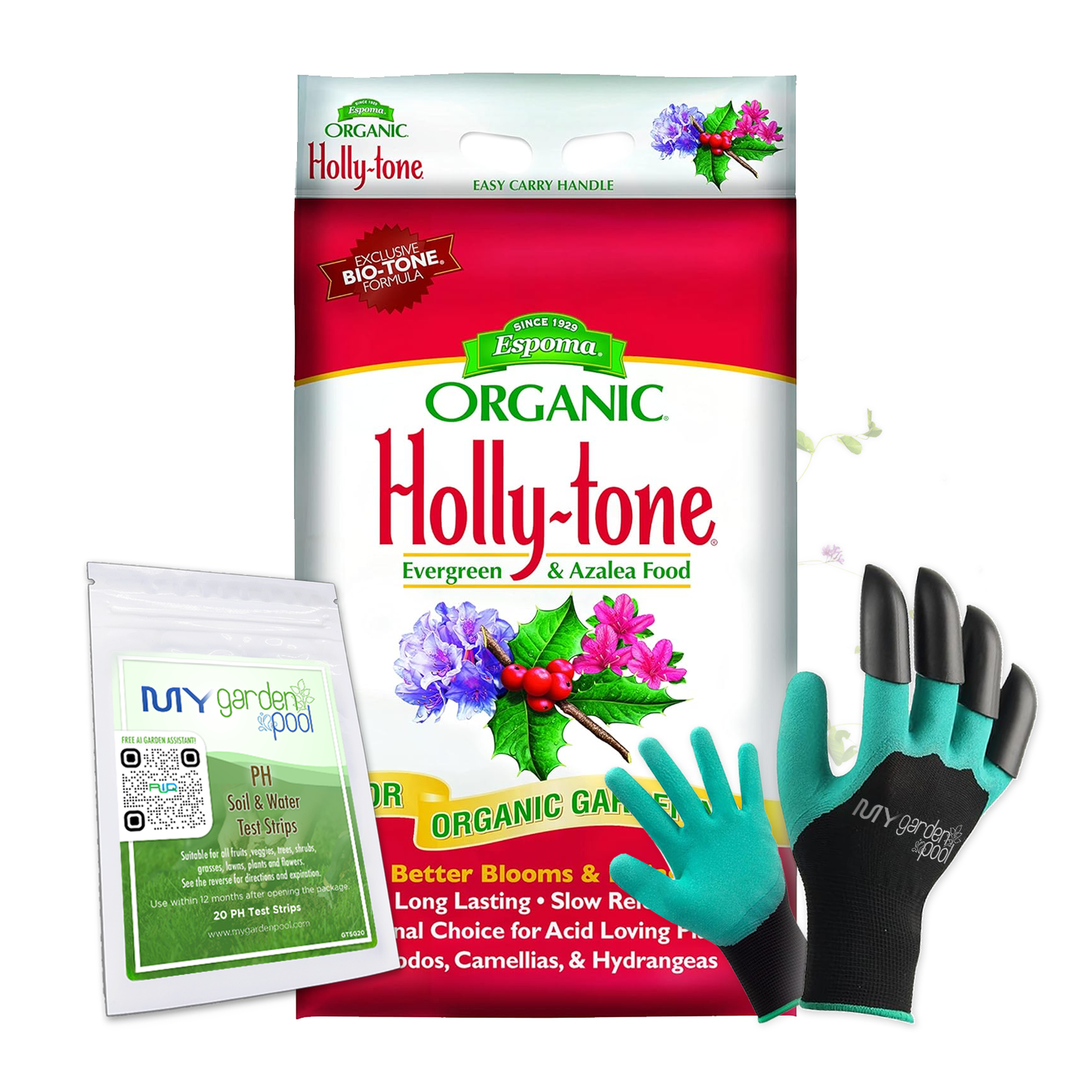 Espoma Holly-tone 18 lb – For Acid-Loving Plants + Free Claw Gloves & pH Test Kit