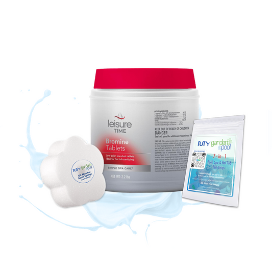 Leisure Time Bromine Tablets 2.2 lbs – Easy Spa Water Sanitizer – Long-Lasting Control – Includes Scum Sponge and 7-in-1 Test Strips