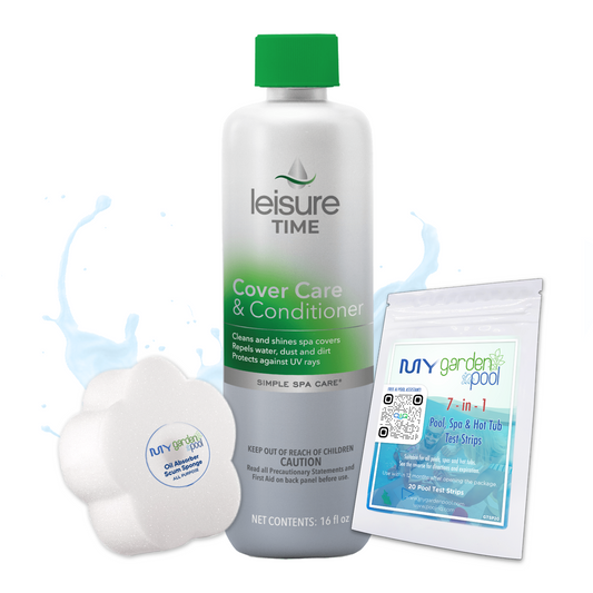 Leisure Time Cover Care & Conditioner 16 fl oz – Protects and Shines Spa Covers – UV Protection – Includes Scum Sponge and 7-in-1 Test Strips