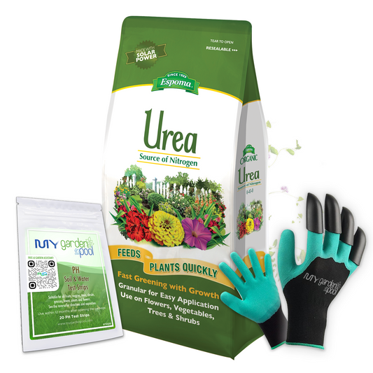 Espoma Urea 4 lb – High-Nitrogen Fertilizer for Lush Green Growth – Includes Claw Gloves & Soil pH Test Kit