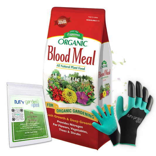 Espoma Blood Meal 3 lb – Organic Nitrogen Supplement for Leafy Growth – Bonus Gloves & Soil pH Test Kit Included
