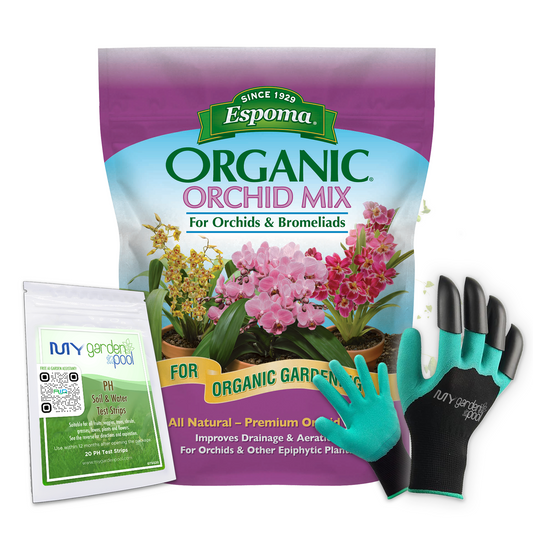 Espoma Organic Orchid Mix 4 qt – Premium Bark-Based Blend for Orchids – Free Claw Gloves & Soil pH Test Kit