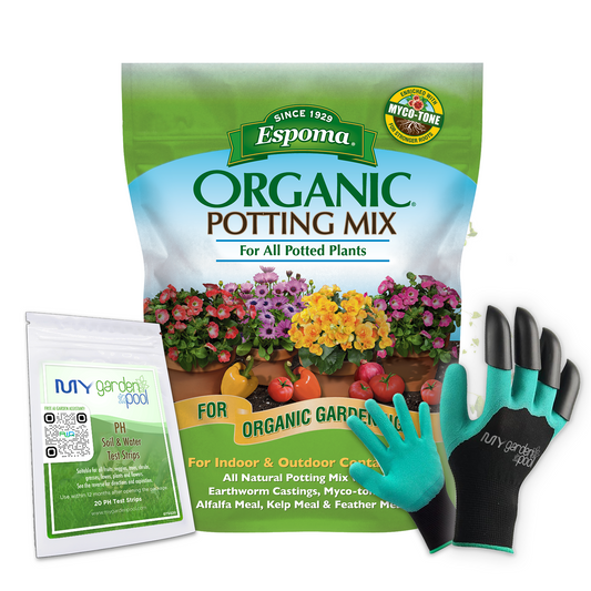 Espoma Organic Potting Mix 4 qt – All-Natural Indoor & Outdoor Planting Soil – Bonus Claw Gloves & Soil pH Test Kit