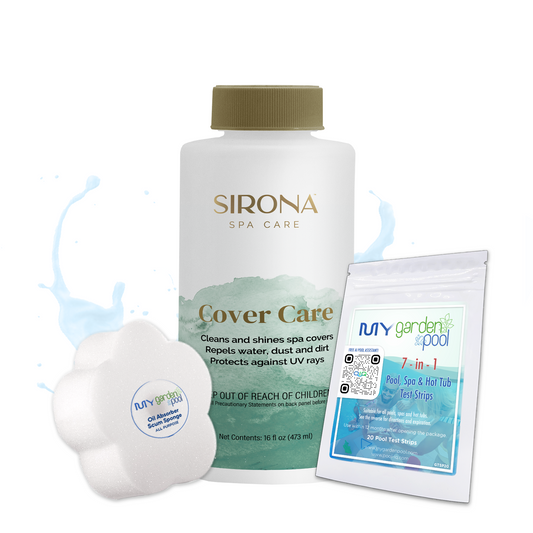Sirona Cover Care 16 fl oz – Protects and Conditions Spa Covers – UV Shield and Shine – Includes Scum Sponge and 7-in-1 Test Strips