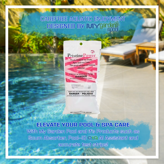 PristinePower 1 lb – Fast-Dissolving Non-Chlorine Oxidizing Shock – Restores Sparkling Water Without Harsh Chemicals – Includes Scum Sponge & Test Strips