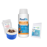 Poolife 1" Cleaning Tablets 5 lb – Powerful Stabilized Chlorine for Small Pools & Spas – Includes 2 Scum Socks and 7-in-1 Test Strips