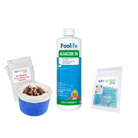 Poolife Algaecide 90 – 32 fl oz Super-Concentrated Formula – Long-Lasting Algae Prevention – Includes 2 Scum Socks and 7-in-1 Test Strips