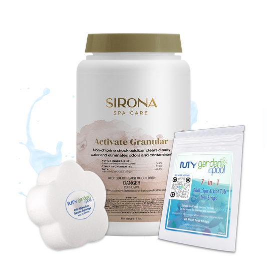 Sirona Activate Granular 5 lbs – Powerful Spa Oxidizer – Revitalizes Water Quality – Includes Scum Sponge and 7-in-1 Test Strips