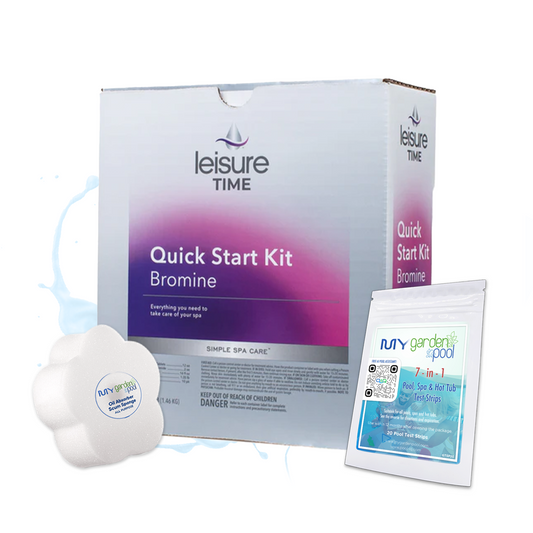 Leisure Time Bromine Start Up Kit – Complete Spa Water Start-Up Kit – Easy Bromine System Setup – Includes Scum Sponge and 7-in-1 Test Strips