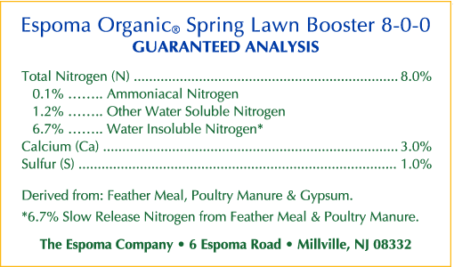 Espoma Spring Lawn Booster 30 lb – Organic Lawn Fertilizer with Bio-tone – Includes My Garden Pool Claw Gloves & Soil pH Test Strips