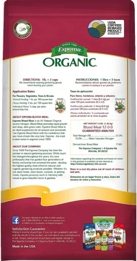 Espoma Blood Meal 3 lb – Organic Nitrogen Supplement for Leafy Growth – Bonus Gloves & Soil pH Test Kit Included