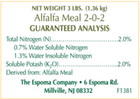 Espoma Alfalfa Meal 3 lb – Organic Plant Growth Stimulant – Soil Builder with Gloves & pH Strips Included