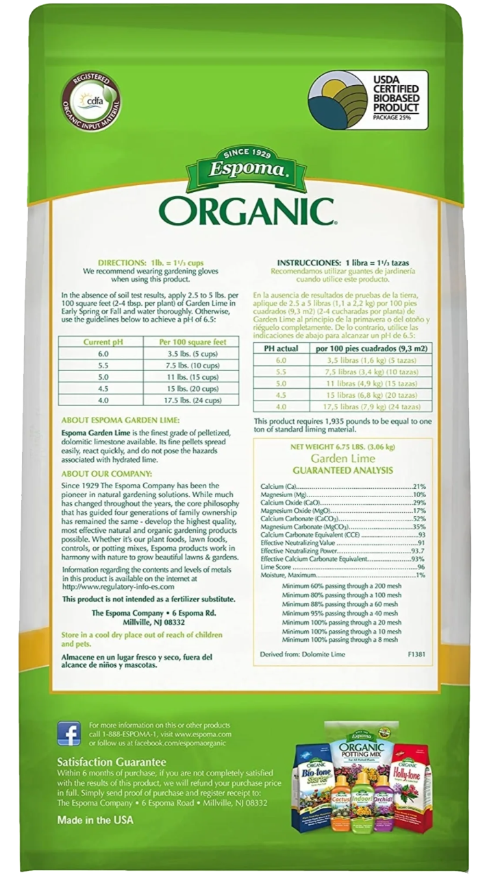 Espoma Garden Lime 5 lb – Organic Soil pH Adjuster for Healthier Plants – Includes Claw Gloves & Soil pH Test Kit