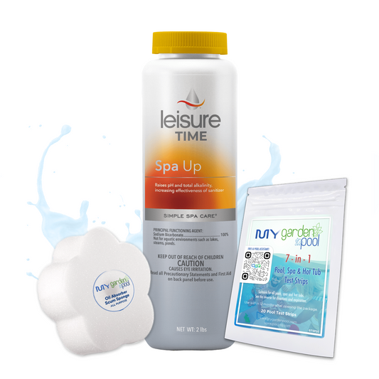 Leisure Time Spa Up 2 lbs – Raises Spa Water pH Levels Safely – Quick Dissolving Formula – Includes Scum Sponge and 7-in-1 Test Strips