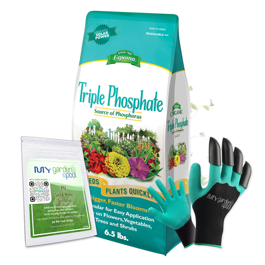 Espoma Triple Phosphate 6.5 lb – High-Phosphorus Fertilizer for Vigorous Root Growth – Includes Claw Gloves & Soil pH Test Kit