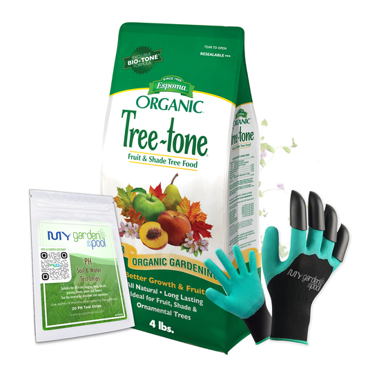 Espoma Tree-tone 4 lb – Tree Fertilizer for All Varieties + Bonus pH Test Strips & Claw Gloves