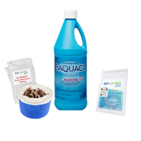 BAQUACIL Algicide 32 fl oz – Non-Foaming Algae Control for Chlorine-Free Pools – Prevents Green Algae Growth – Includes Test Strips & Scum Socks