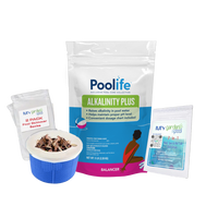 Poolife Alkalinity Plus 10 lb – Raises Total Alkalinity Fast – Balances pH Stability – Includes 2 Scum Socks and 7-in-1 Test Strips