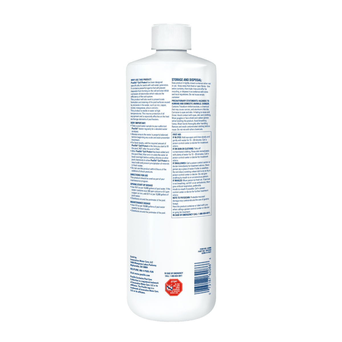 Poolife Cell Protect 32 fl oz – Protects Saltwater Chlorinator Cells from Scale & Buildup – Extends Cell Life – Includes Test Strips & 2 Scum Socks