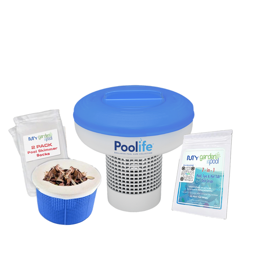 Poolife NST Chlorine Floater – Preloaded Slow-Dissolving Tablet Dispenser – Maintains Clean Water with No Mess – Bonus Scum Socks Included