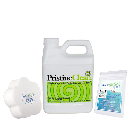 PristineClean – 32 FL OZ – Scale & Stain Preventer with 7-in-1 Test Strips & Scum Sponge