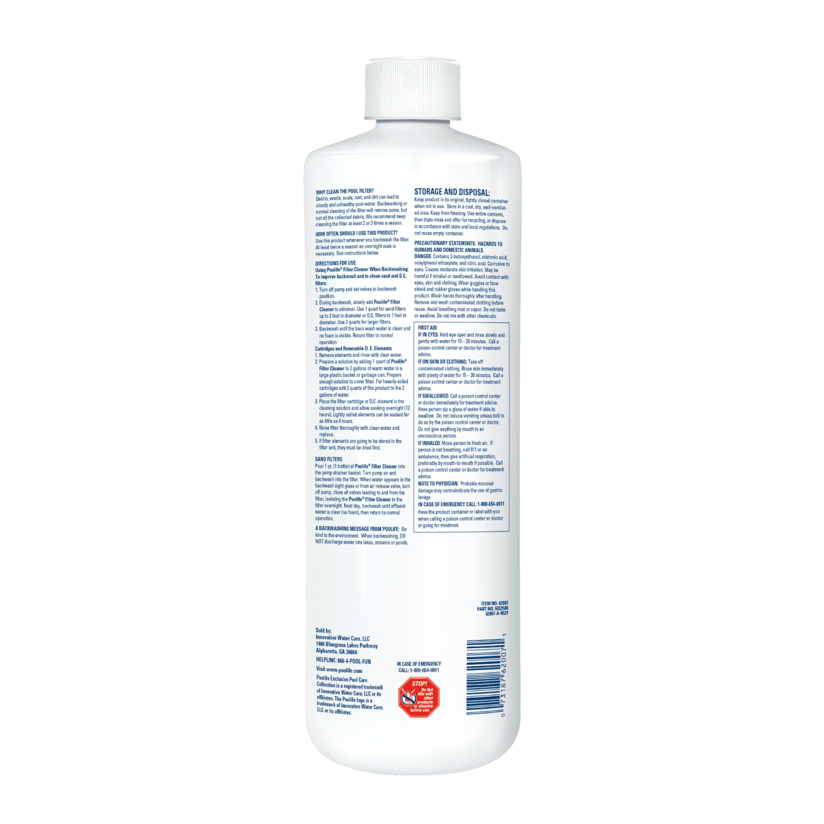 Poolife Filter Cleaner 32 fl oz – Deep Cleans Cartridge, Sand & DE Filters – Restores Flow & Efficiency – Includes Test Strips & 2 Scum Socks