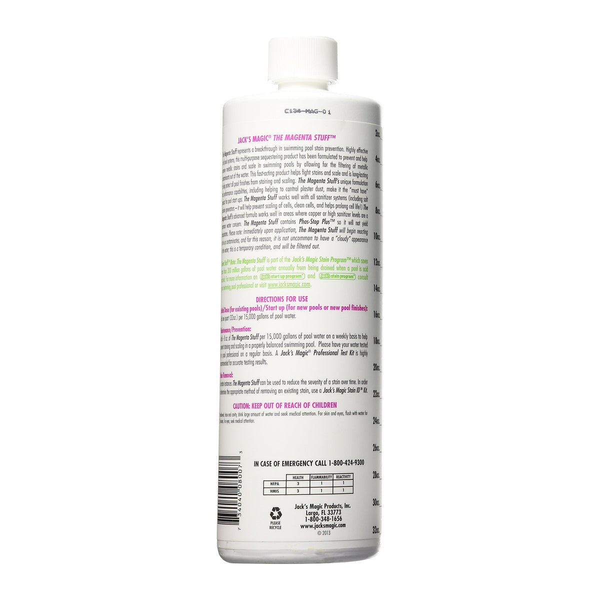 Jack's Magic The Magenta Stuff label and directions