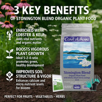 Coast of Maine SP6000 Stonington Plant Food 4 LB – Organic Soil Builder for Vegetables & Flowers with My Garden Pool Soil Test Strips & Claw Gardening Gloves