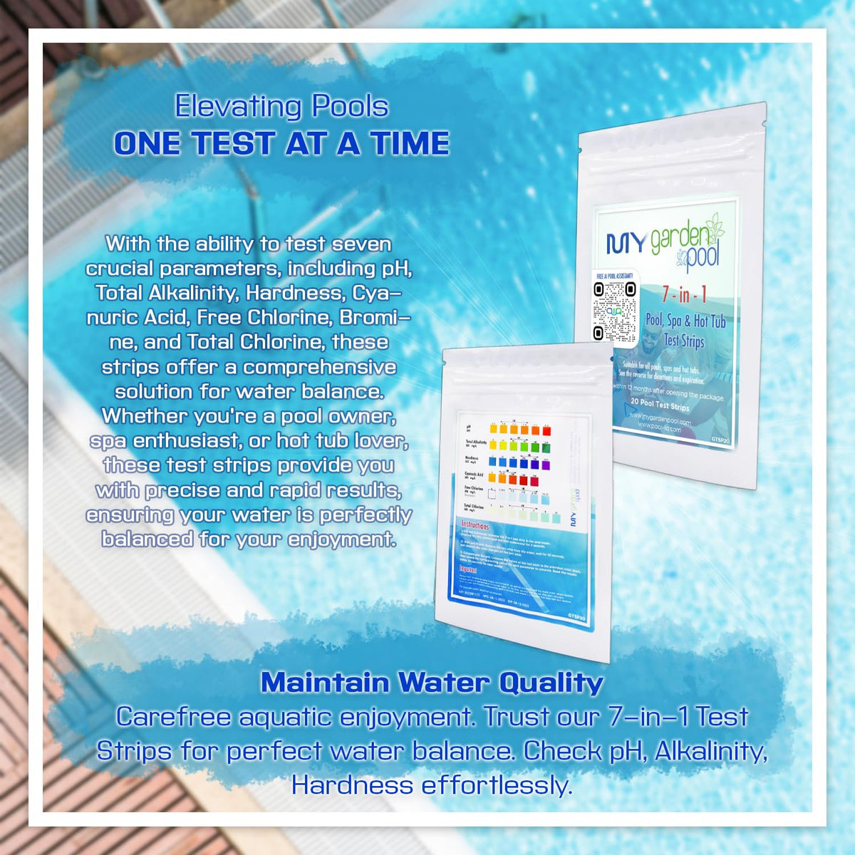 Poolife MPT Extra 11 lb, 42121 with My Garden Pool Scum Sponge, Scum Socks (2 ct.) and 7-in-1 Pool & Spa Test Strips (20 ct.)