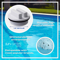 Omega Swimming Pool Antifreeze 1 Gallon, Protects to -50°F, Pool Plumbing Winterizer – Includes My Garden Pool 2 Filter Drain Plugs, Seat Removal Tool, 7-in-1 Test Strips & Pool-IQ Access