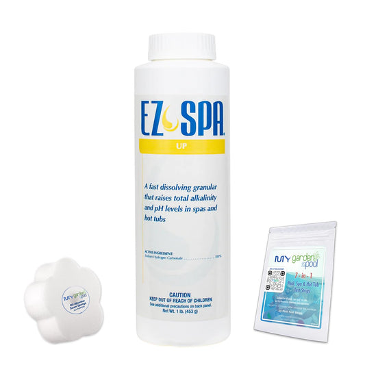 EZ SPA Up pH Increaser, EZSUP1 - 1 lb Raises Spa & Hot Tub pH Balance with My Garden Pool 20 Ct. Test Strips, Scum Sponge Oil-Absorbing Sponge for Hot Tubs & Pool-IQ, Smart Pool AI Assistant!