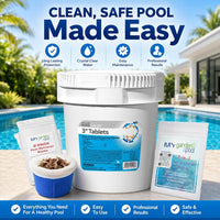 Haviland Durachlor 3 Inch Tabs 10 lb with My Garden Pool Scum Socks, Test Strip & Pool-IQ AI Assistant