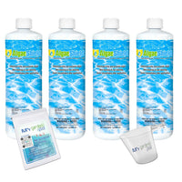 AlgaeShield Algaecide 32 FL OZ 12774 with My Garden Pool 7 in 1 Test Strips and Measuring Cup, 4 Pack