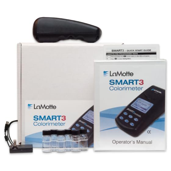 Lamotte Smart 3 Colorimeter Model 1910, Portable Water Quality Analyzer with Pre-Programmed Tests with My Garden Pool 7-in-1 Test Strips and Aquarium/Terrarium Test Strips 100 ct
