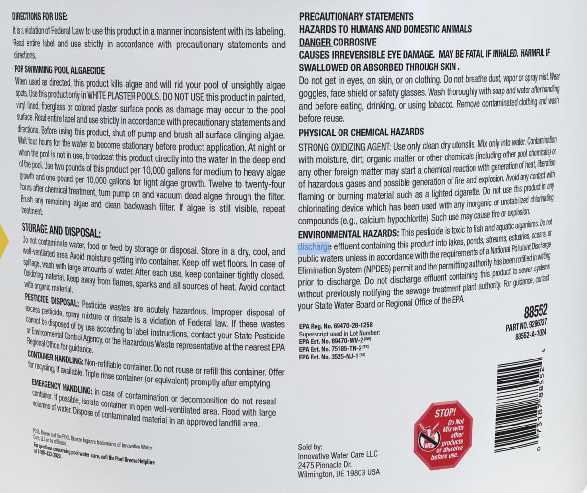 Pool Breeze Black AlgiKill 88551 – 2 lbs – Targeted Black Algae Treatment – with My Garden Pool 7 in 1 Test Strips & Scum Socks