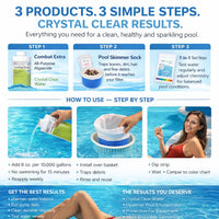 Haviland Durachlor Combat Extra 1 QT with My Garden Pool Scum Socks, Test Strip & Pool-IQ AI Assistant