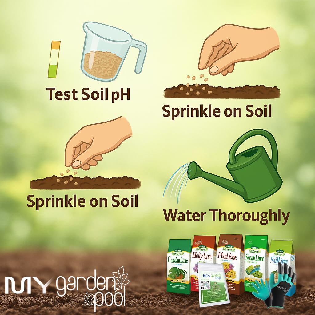 MYGP Organic Fertilizer Bundle – 5×4 lb: Garden, Holly, Plant, Lime & Acidifier – with My Garden Pool Claw Gloves & Soil pH Test Strips – Complete Soil Nutrition and pH Balancing Kit for Gardening