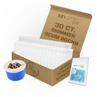 My Garden Pool Skimmer Socks 30 ct – Ultra-Fine Mesh Pool Filter Savers – Universal Fit for Most Skimmer Baskets – Includes 20 ct 7-in-1 Water Test Strips for Pools & Spas