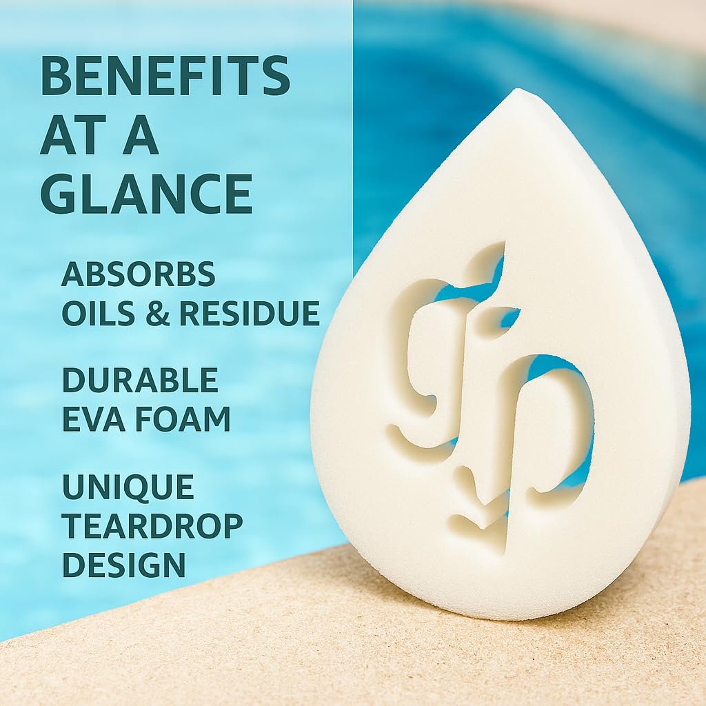 My Garden Pool Scum Sponge – White EVA Foam Teardrop Sponge – Absorbs Oils, Sunscreen, and Residue for Crystal Clear Pools & Spas