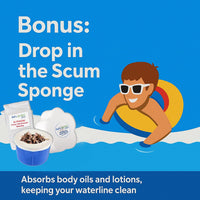 Poolife Basic Start-Up Pool Bundle – 1 lb TurboShock, Clarifier, AlgaeKill II, Stain Preventer – with My Garden Pool Skimmer Socks, Scum Sponge & 7-in-1 Pool Test Strips (20 ct)