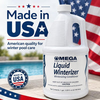 Omega Liquid Winterizer 1 Gallon Pool & Spa Winterizing Conditioner with My Garden Pool 2 Filter Drain Plugs, Seat Removal Tool, 7-in-1 Test Strips & Pool-IQ