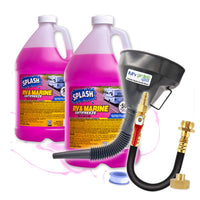 My Garden Pool Splash RV & Marine -50°F Antifreeze 2 Gallon Set Flexible Plastic Funnel Spout and Sprinkler Blowout Adapter, Shut Off Valve - for Winterizing RV, Camper, Boat, Motorhome Systems