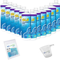 GLB PhosFIGHT Plus 32 FL OZ (71271) Pool Maintenance Phosphate Control with My Garden Pool Measuring Cup & Test Strips, 12-Pack