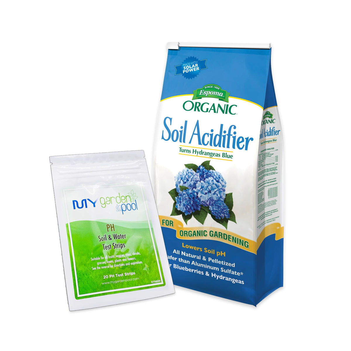 Espoma Organic Soil Acidifier 6 lbs Bag With My Garden Pool PH Test Strips 20 ct. - Acidify, Enhance Hydrangea Color, Embrace Organic Gardening, Achieve Optimal Balance
