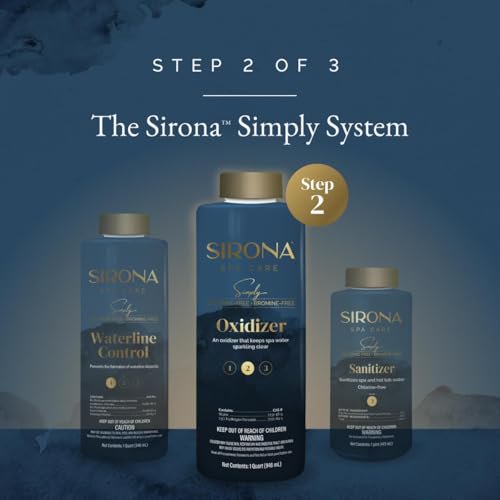 Sirona Simply Hot Tub Care Kit: Waterline Cleaner, Oxidizer, Non-Chlorine Sanitizer with My Garden Pool 20 Ct. Test Strips & Scum Sponge Flower Oil-Absorbing Sponge for Hot Tubs and Pools