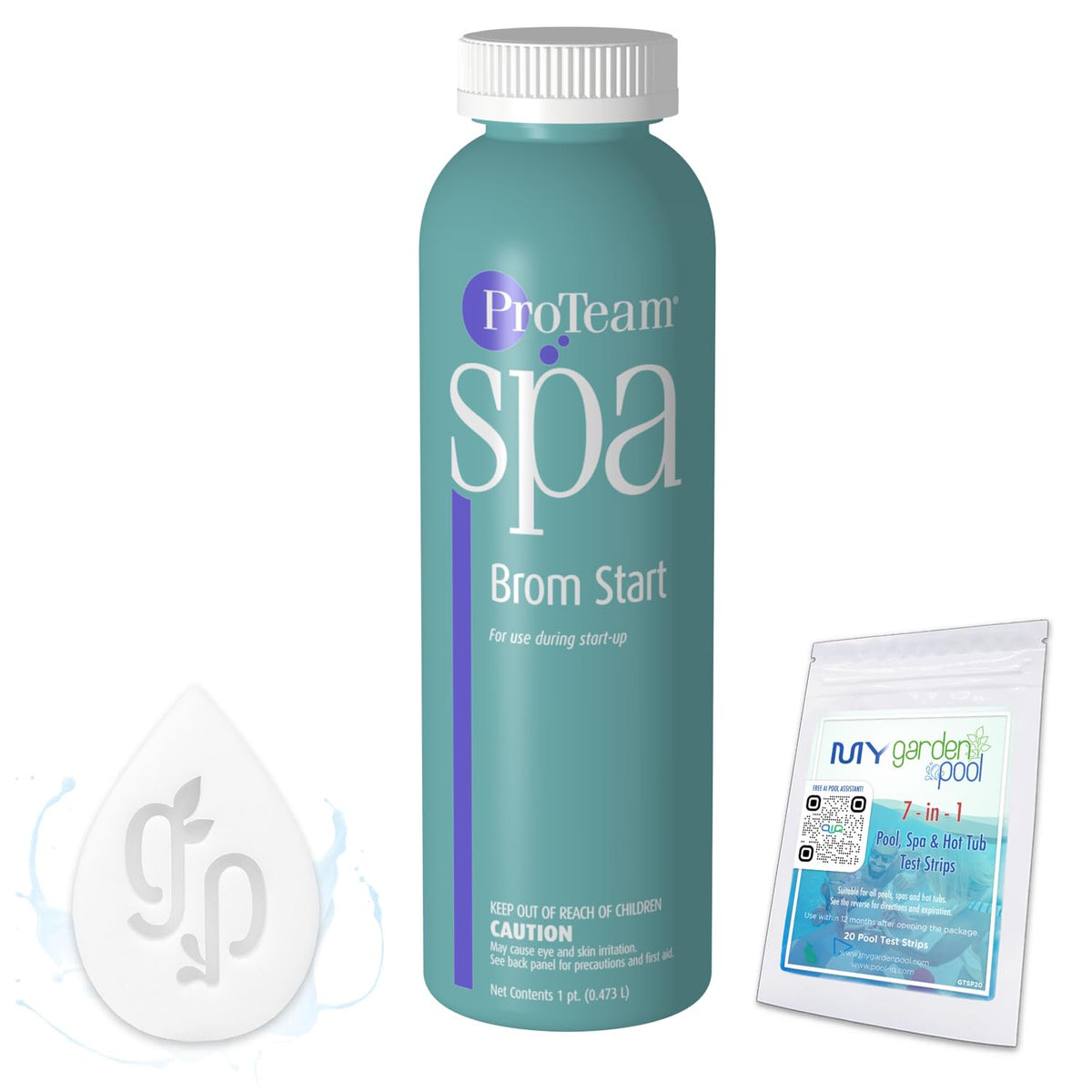 ProTeam Spa Brom Start with My Garden Pool 20 Ct. Test Strips & Scum Sponge Oil-Absorbing Sponge for Hot Tubs and Pools