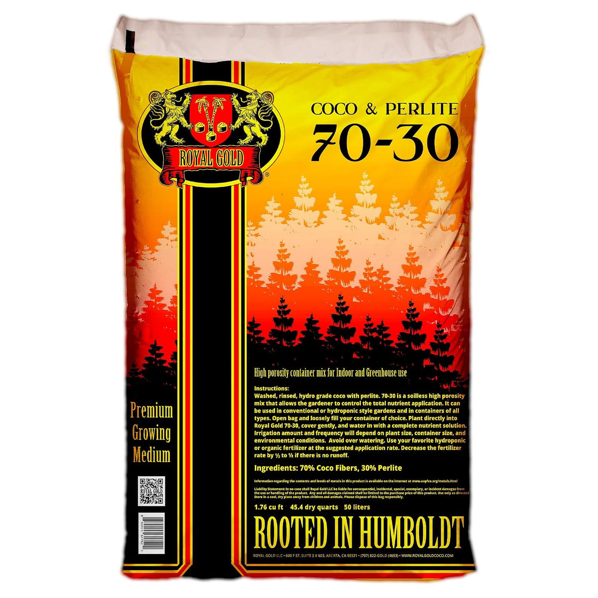 Royal Gold Coco and Perlite 70-30 growing medium bag front